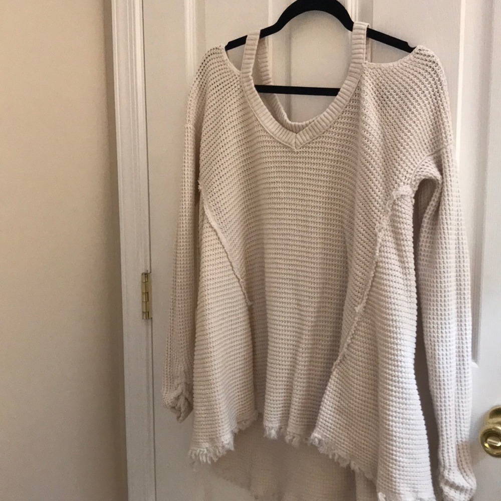 FREE PEOPLE Waffle Cold Shoulder Tunic Top